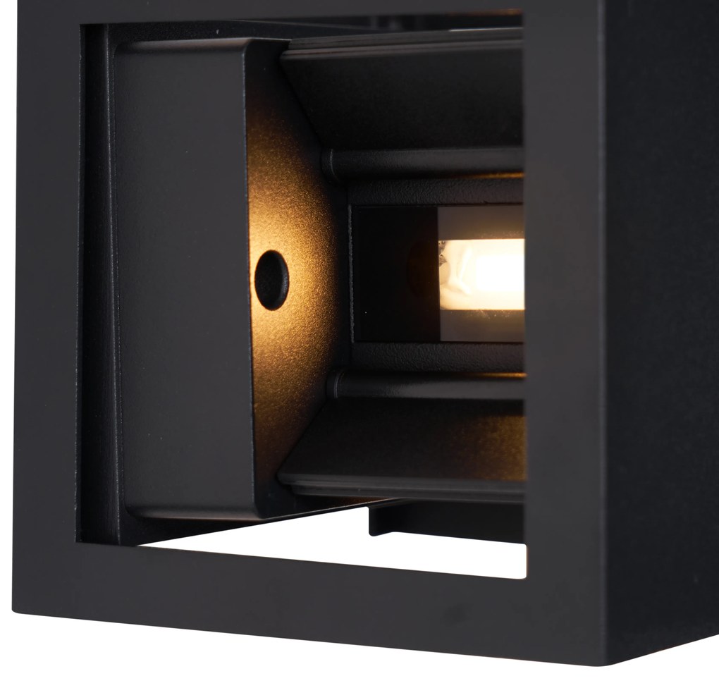 Lampă de perete modernă neagră cu LED inclus IP44 - Edwin Quadro