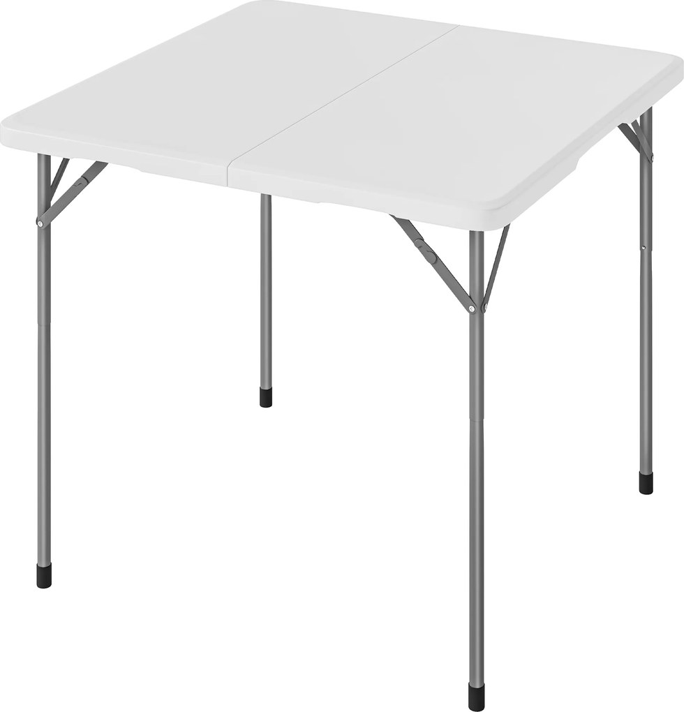 Outsunny Masă pliantă din HDPE, masă de camping pliantă pătrată 86 x 86 x 74 cm, cu mâner, înălțime reglabilă, alb | Aosom Romania