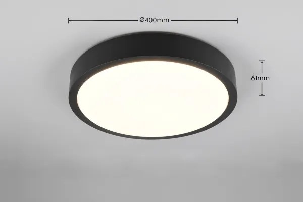 Trio - Plafonieră LED dimabilă ISEO, 24 W, 230 V, 3000 K, Ø 40 cm, neagră