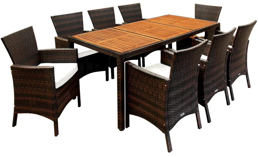 Deuba Set ratan de gradina Berlin 1+8 - maro/lemn