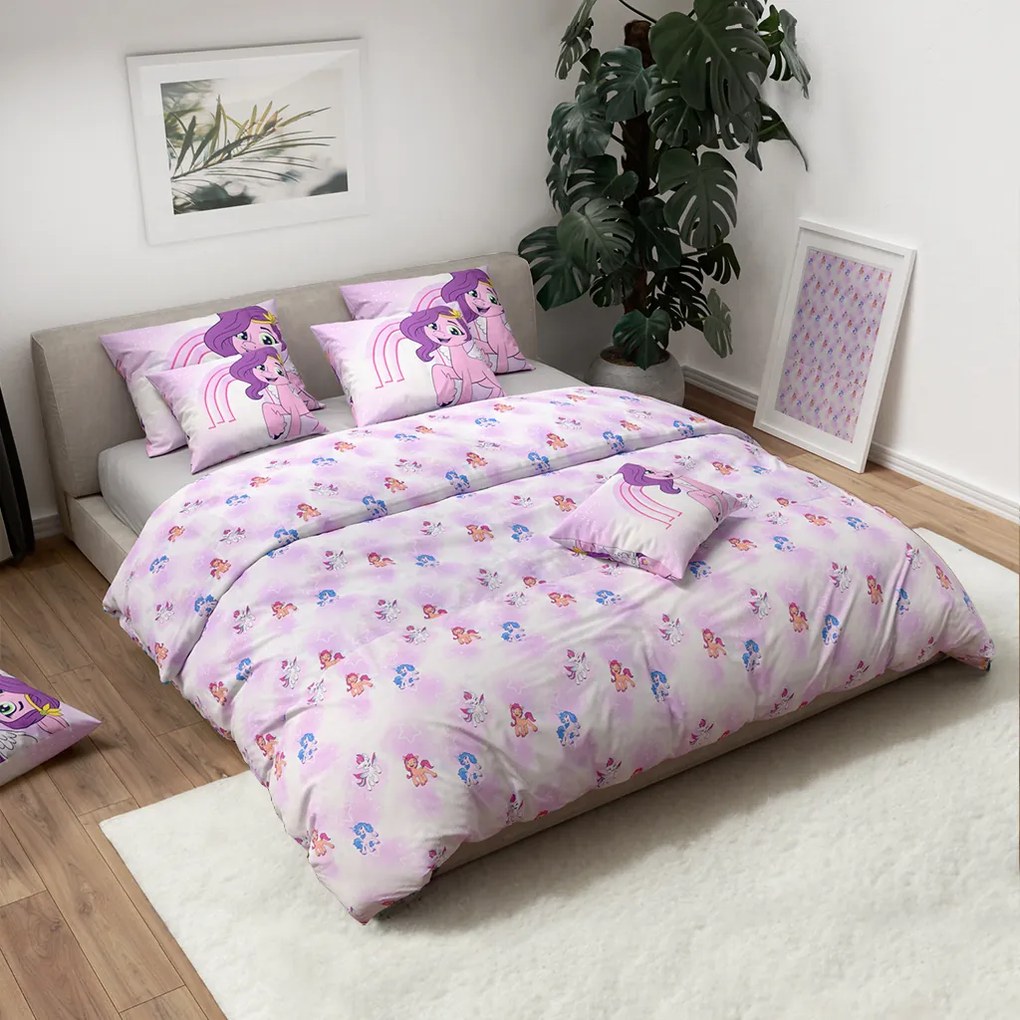 Lenjerie de pat din bumbac MY LITTLE PONY STARS alb pentru copii Dimensiune lenjerie de pat: 60 x 70 cm | 140 x 200 cm