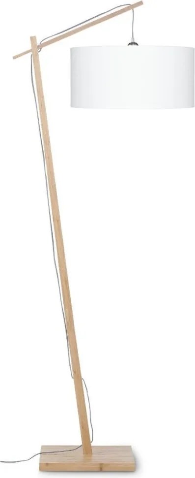 Lampadar cu cadru din bambus si abajur din tesatura in, Andes natur/ alb ANDES/F/4723/W