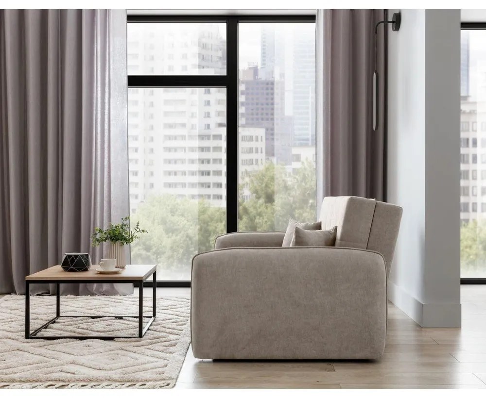 Canapea bej extensibilă/cu spațiu de depozitare cu tapițerie din chenille 155 cm Laine – ELTAP