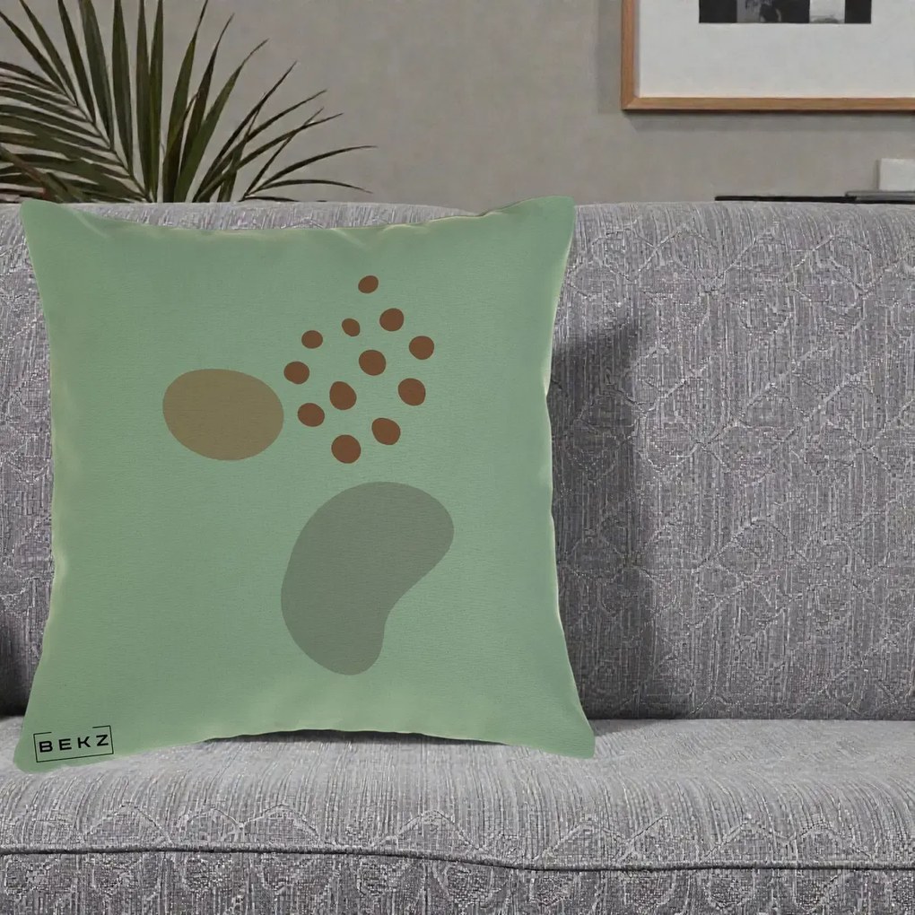 Perna Decorativa Abstract Forme Organice Pastel, 40x40 cm, Verde, Husa Detasabila, Perna Inclusa, BEKZ®