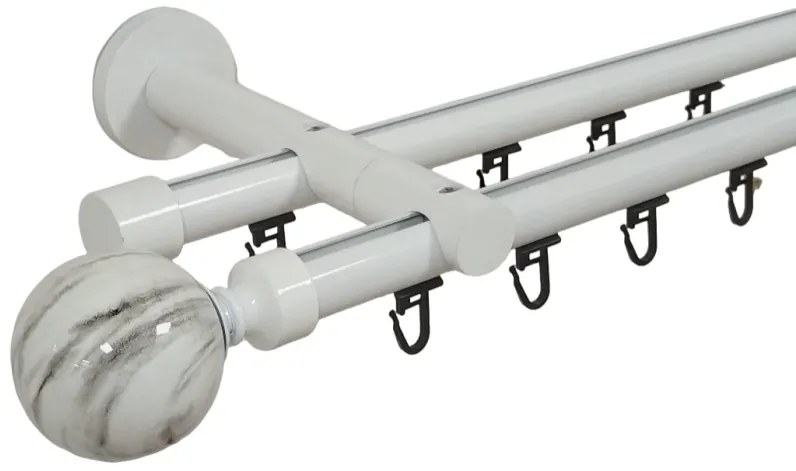 Galerie dubla Ball teava profil alb 19mm/19mm (Alege marime: 280 cm)