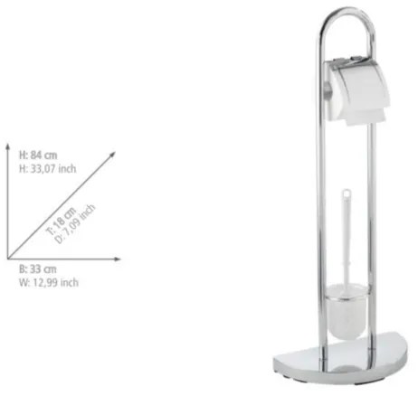 WENKO 16608100 - Perie WC COSENZA 33 x 84 cm, finisaj crom lucios/satinat