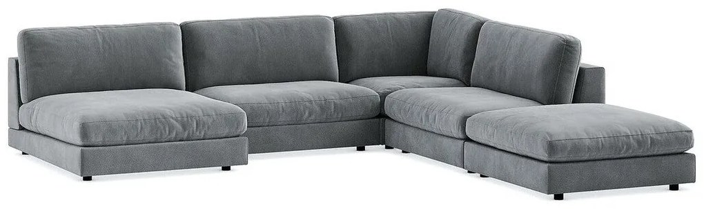 Colțar modular Seattle L121Gri, 336x336x87cm, Picioare: Plastic