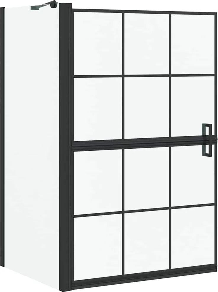 vidaXL Ecran de baie pentru duș Negru și transparent 116 x 68 x 128 cm