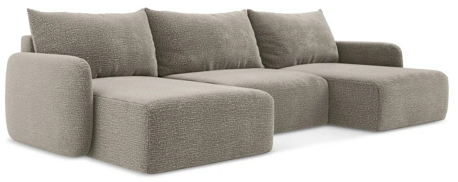 Colțar bej extensibil/cu spațiu de depozitare Kalena – Makamii