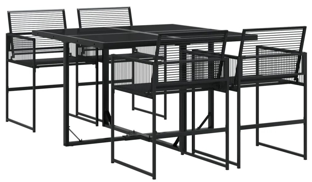 3295048 vidaXL Set mobilier de grădină, 5 piese, negru, poliratan