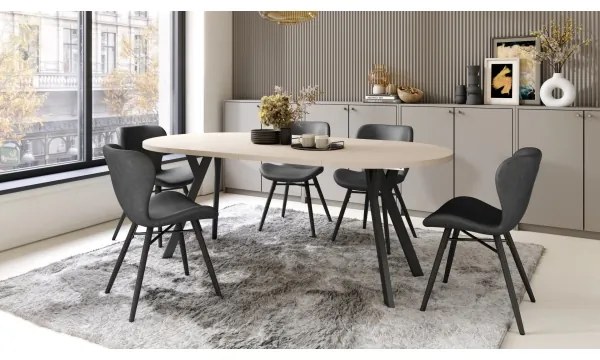 Masă extensibilă de dining ARTUR, bej/negru