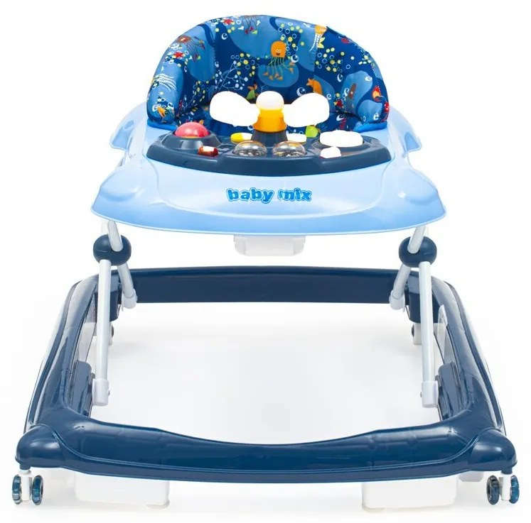 Baby Mix Walker pentru copii cu volan și roți dinsilicon, albastru închis, 50 x 44 x 50 cm