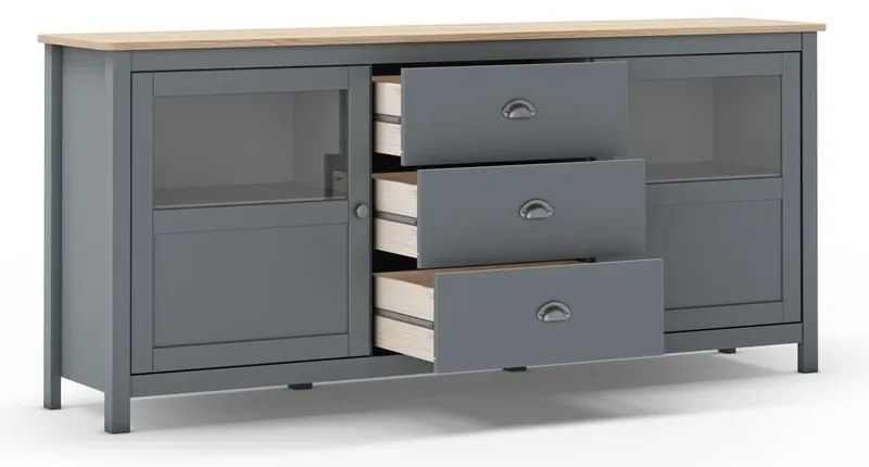 Comodă verde prăfuit din lemn de pin 180x80x40 cm Misti – Marckeric