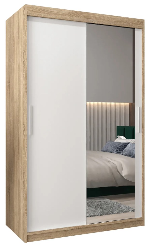 Dulap de haine 120 cm Toki 2 (stejar sonoma + alb mat). 1064982