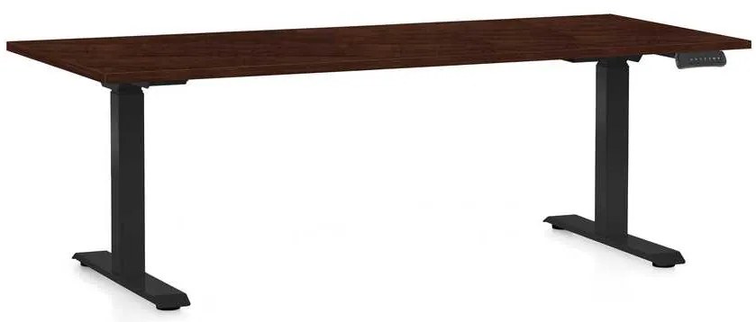Masă înălțime reglabilă OfficeTech C, 180 x 80 cm, picioare negre, wenge