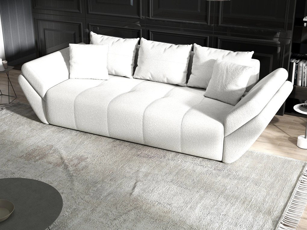 Canapea extensibilă dumonde cu ladă de depozitare si sezut confortabil din spuma high-density, Berlin Euphoria Ivory 250x100 cm