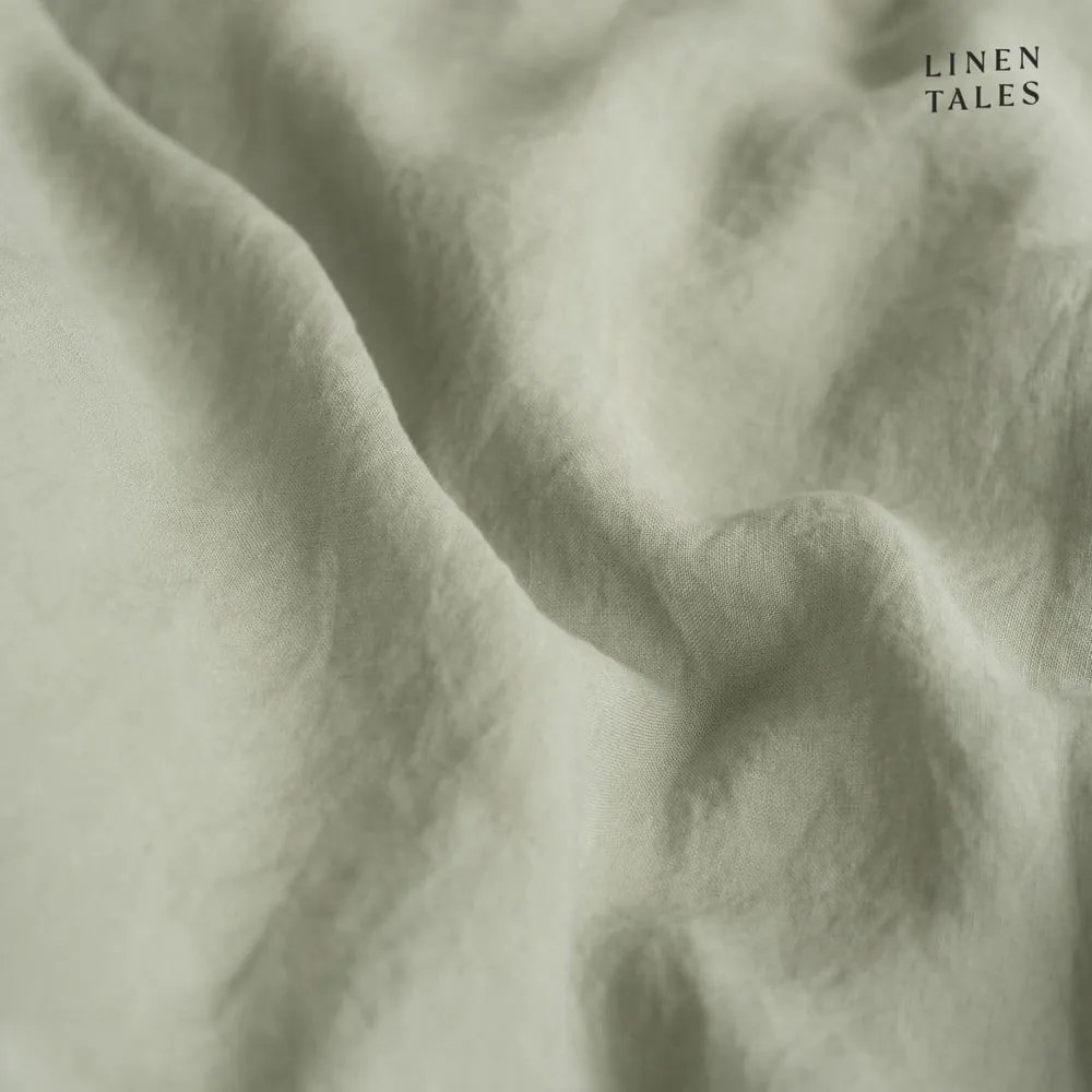 Lenjerie de pat verde-deschis din in pentru pat de o persoană 135x200 cm – Linen Tales