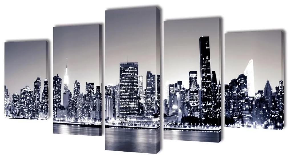 vidaXL Set tablouri de pânză imprimate, cu panorama new york 200 x 100 cm