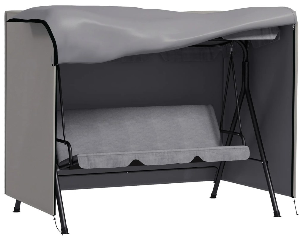 Outsunny Husă de Protecție balansoar de Grădină 3 Locuri pânză impermeabilă dim. 2,05L x 1,24l x 1,64H m Poliester Gri | Aosom Romania