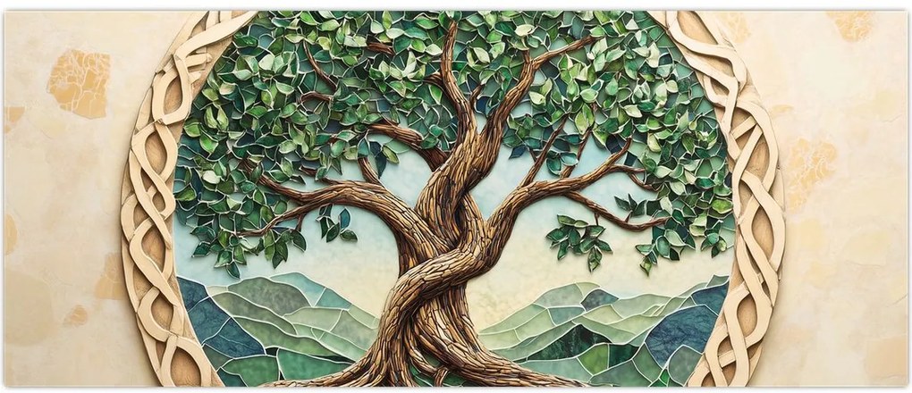 Tablou – Arborele vieții împletit (120x50 cm)