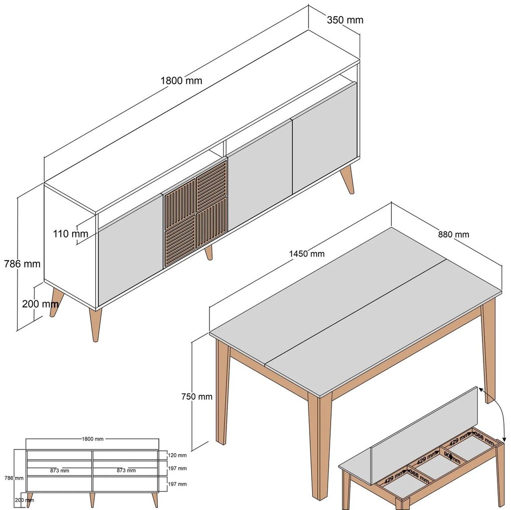 Mobilier living Milhouse (lemn de nuc + antracit). 1088729