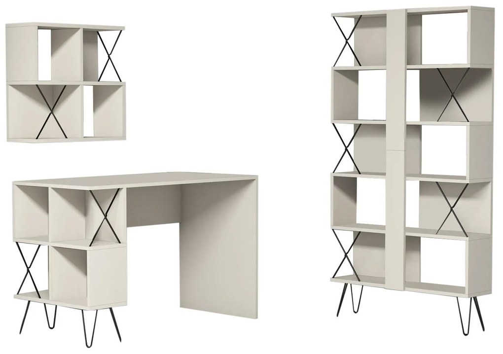 Set mobilier pentru birou Likime 1 (crem + negru) . 1095022