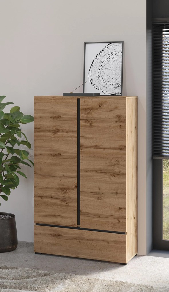 Dulap cu rafturi Crossroad S38 (stejar wotan + negru). 1118260