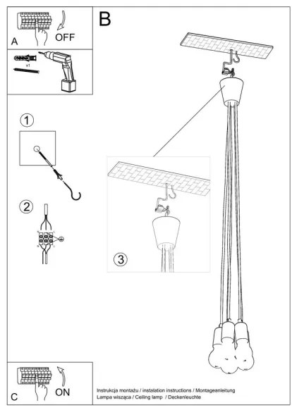 Lustră pe lanț DIEGO 5xE27/60W/230V galbenă