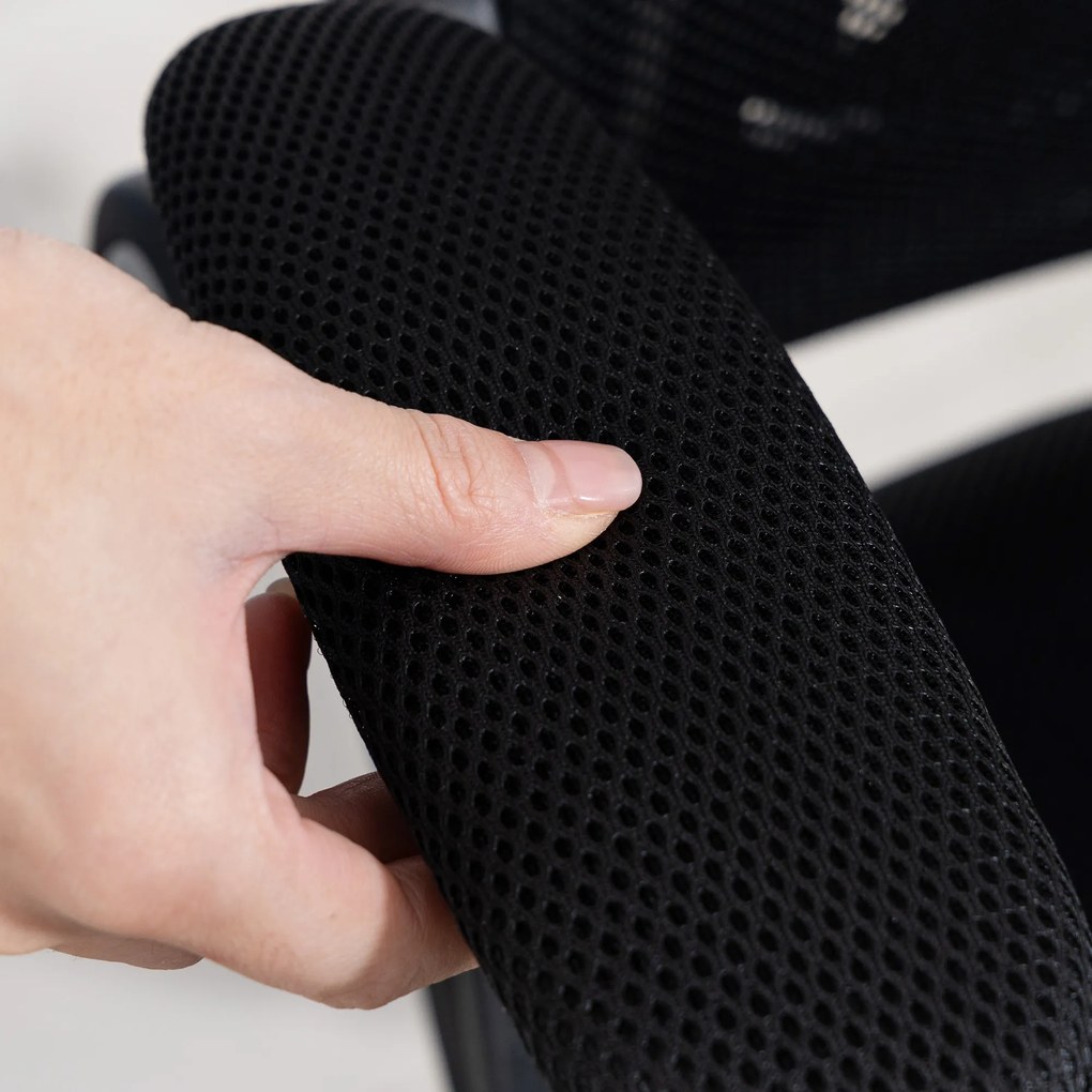 HOMCOM Scaun de birou ergonomic, fotoliu de birou din plasă, cotiere rabatabile, înălțime reglabilă, 59,5x56x103cm, negru | Aosom Romania