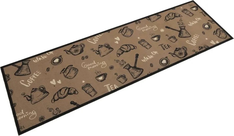 vidaXL Covor de bucătărie lavabil Morning, maro, 45x150 cm, catifea