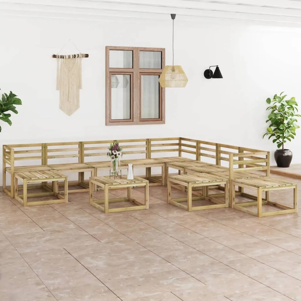 3065316 vidaXL Set mobilier de grădină, 12 piese, lemn de pin verde tratat