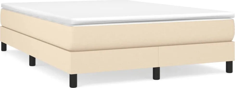 vidaXL Pat box spring cu saltea, crem, 140x200 cm, textil