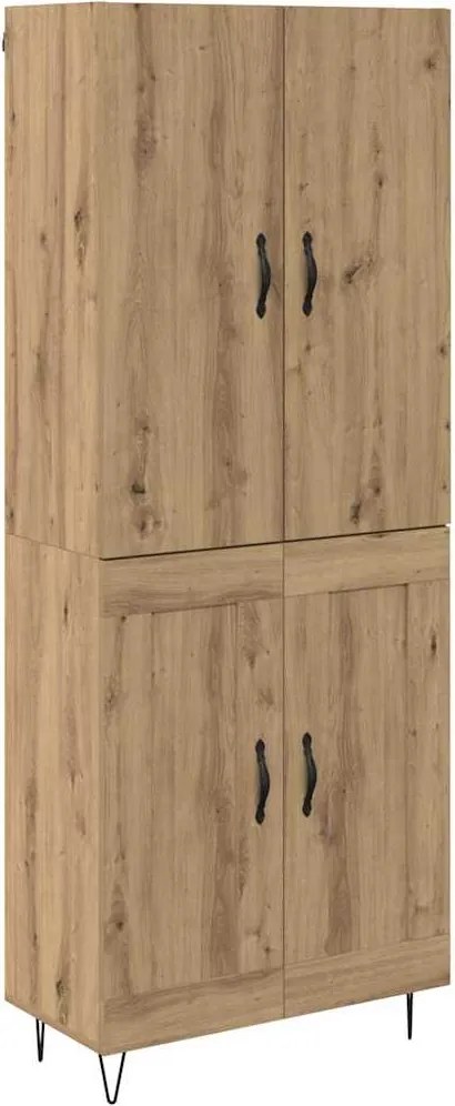 vidaXL Bufet 2 pcs Stejar Artizanal Lemn tehnic și sticlă