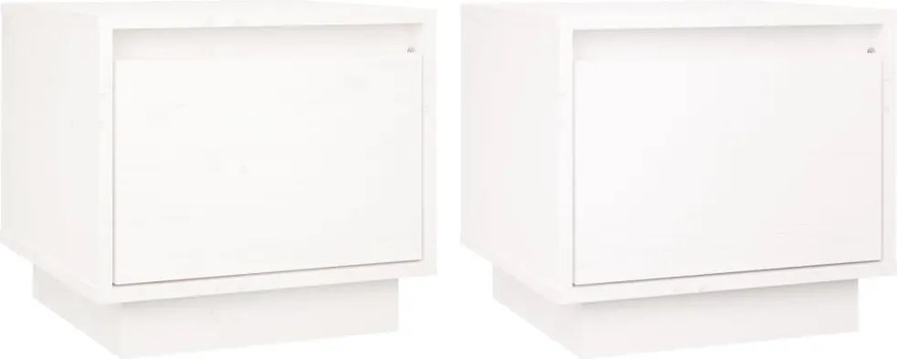 vidaXL Noptiere, 2 buc., alb, 35x34x32 cm, lemn masiv de pin