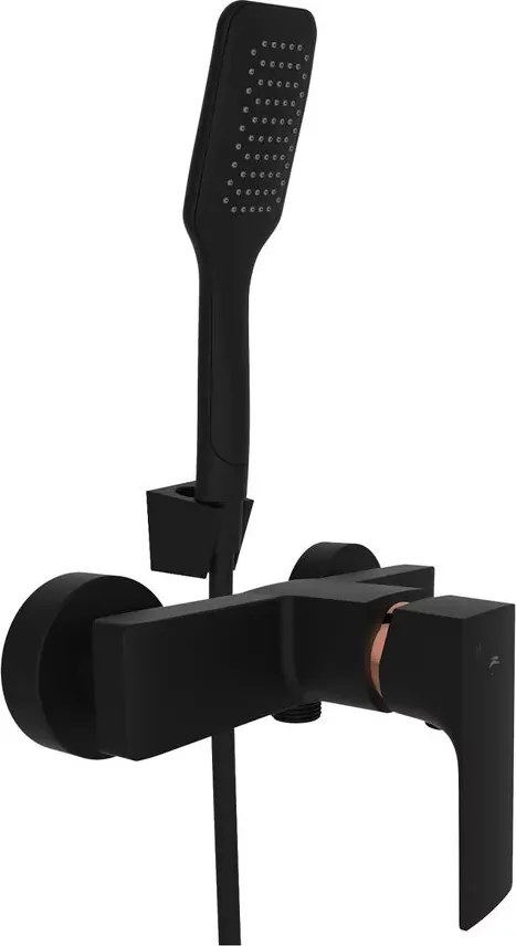 Baterie dus Rubineta Modena monocomanda negru mat cu set de dus para 1 functie