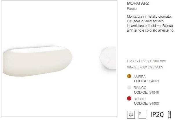Aplica de perete MORIS AP2 galben 34553