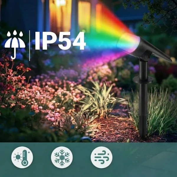 Lampă solară LED RGB 2 în 1 LED/3,7V 1200 mAh IP54 neagră