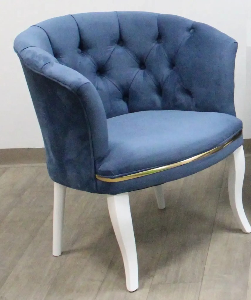 Fotoliu Milano, albastru, picioare albe, Homs