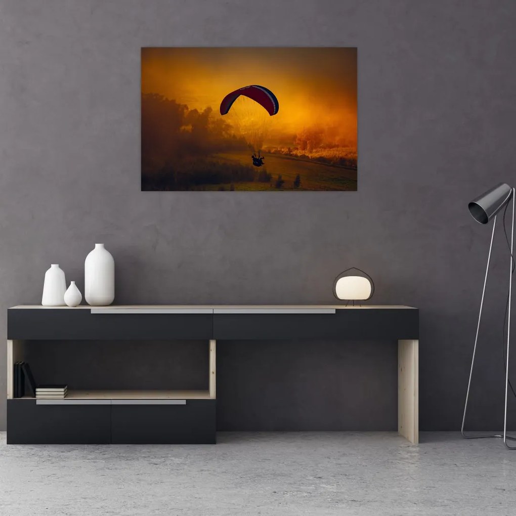 Tablou cu parașutistul în apus de soare (90x60 cm)