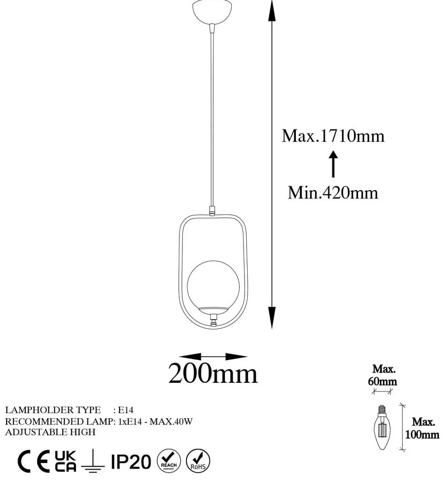 Lustră aurie cu abajur din sticlă Skew – Opviq lights
