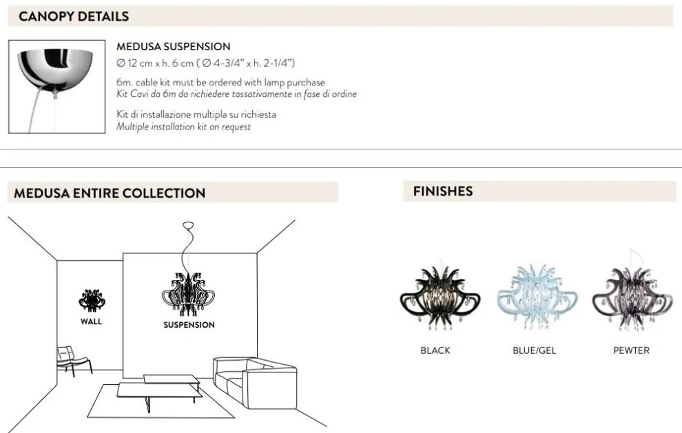 Lustra cu cristale Scholer design unicat realizata manual Medusa Black
