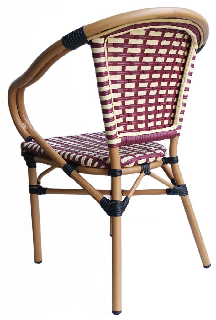 Set 2 scaune din poliratan cu cadru din aluminiu Sit&amp;Chairs rosu/bej