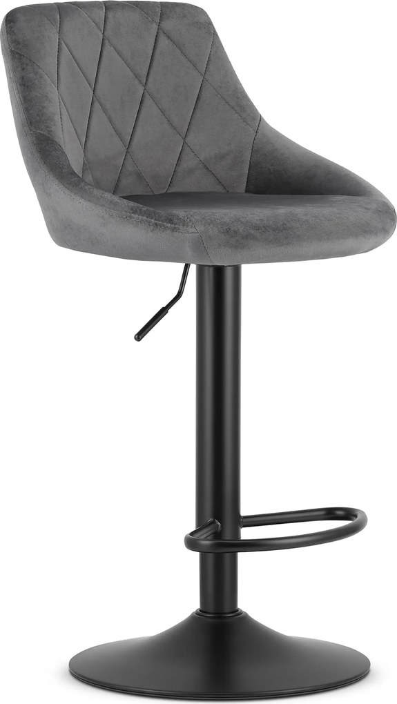 OFERTA Scaun de bar gri VELVET KAST cu picior negru II calitate