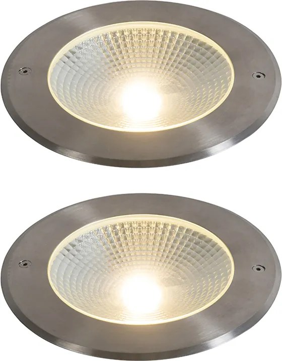 Set de 2 spoturi moderne de sol din oțel, inclusiv LED 20W - Bridge