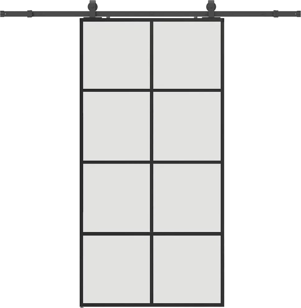 vidaXL Ușă glisantă cu set de feronerie neagră 102,5x205 cm Sticlă ESG