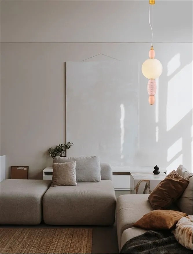 Pendul ceramic design modern LED CLEMENTINE portocaliu/ roz