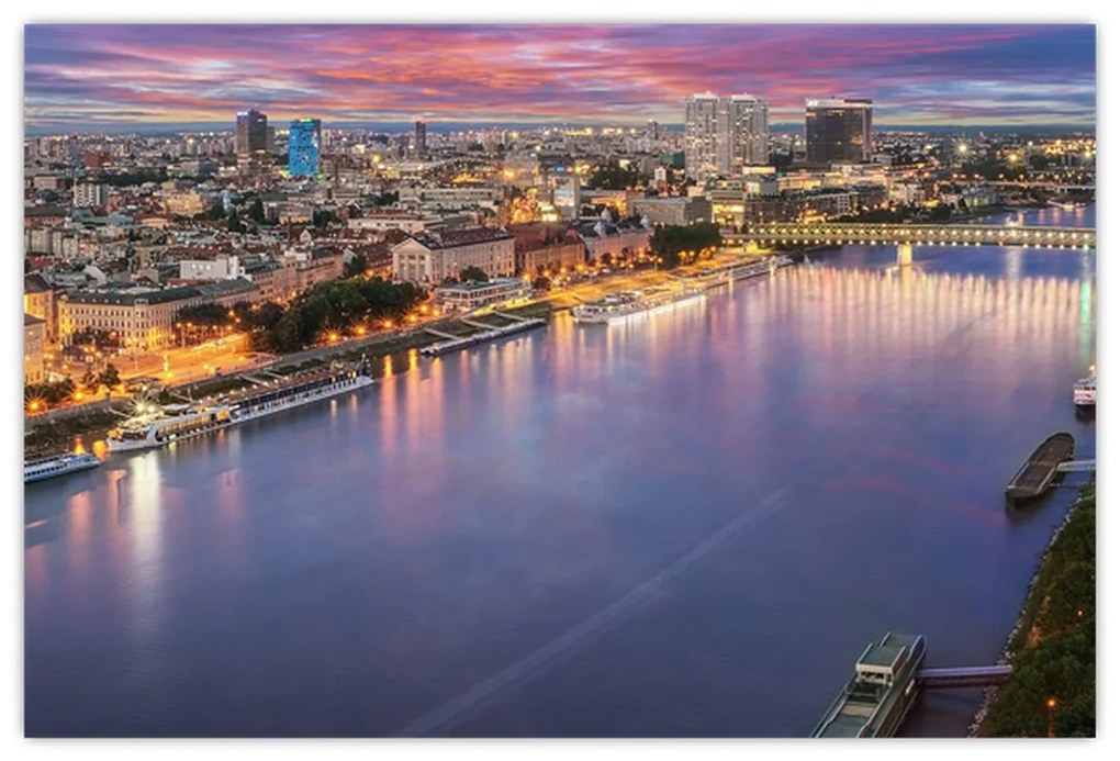 Tablou cu orașul Bratislava cu râu (90x60 cm)