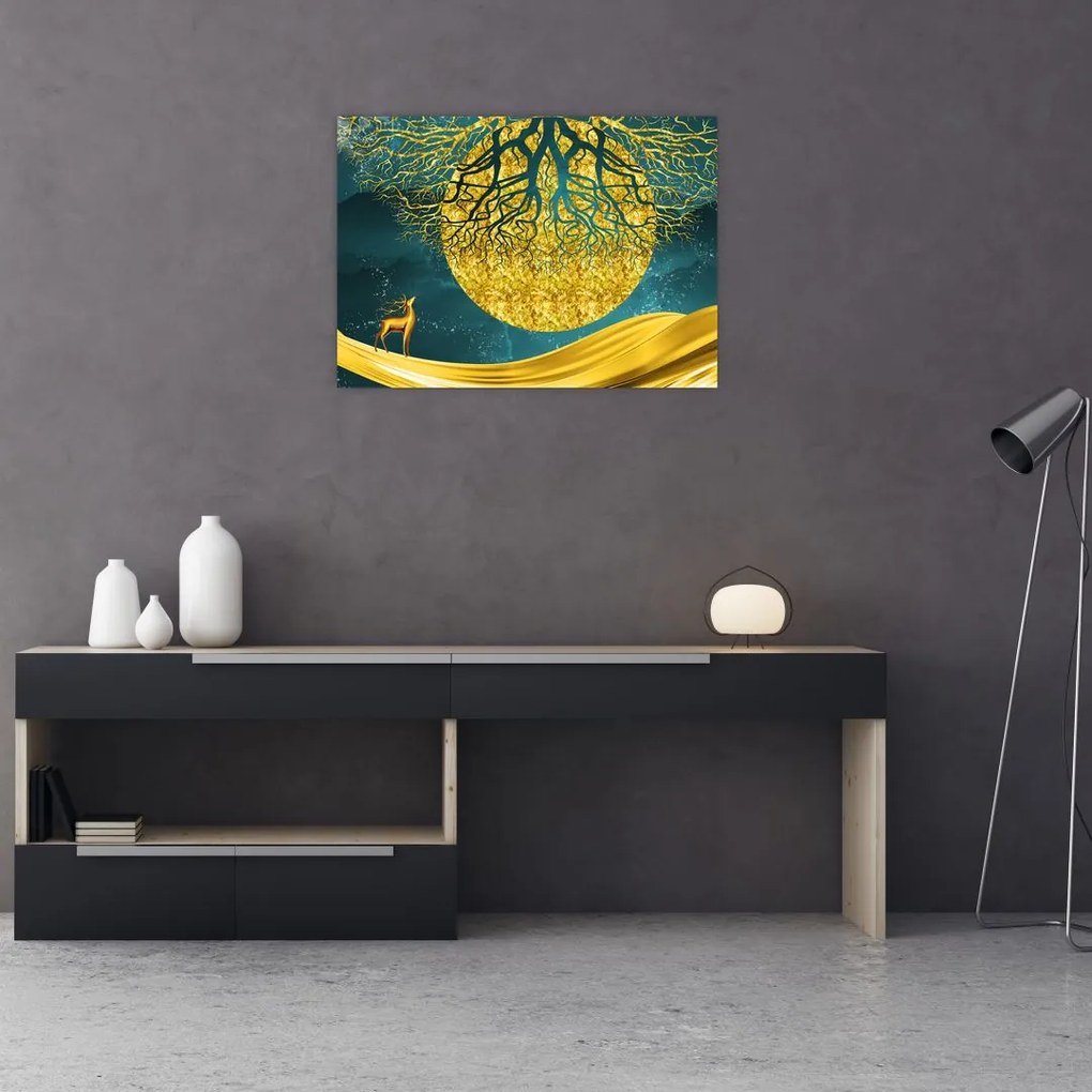 Tablou - Abstract, peisaj auriu (70x50 cm)