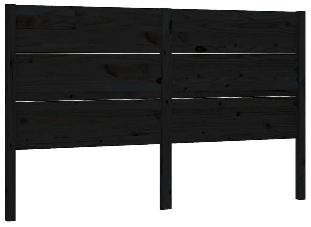 818714 vidaXL Tăblie de pat, negru, 126x4x100 cm, lemn masiv de pin