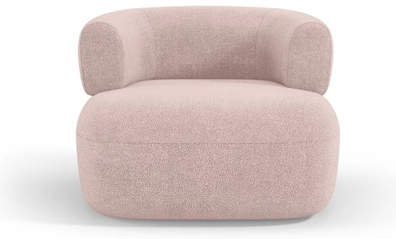 Fotoliu roz deschis cu tapițerie din stofă bouclé Jenny – Micadoni Home